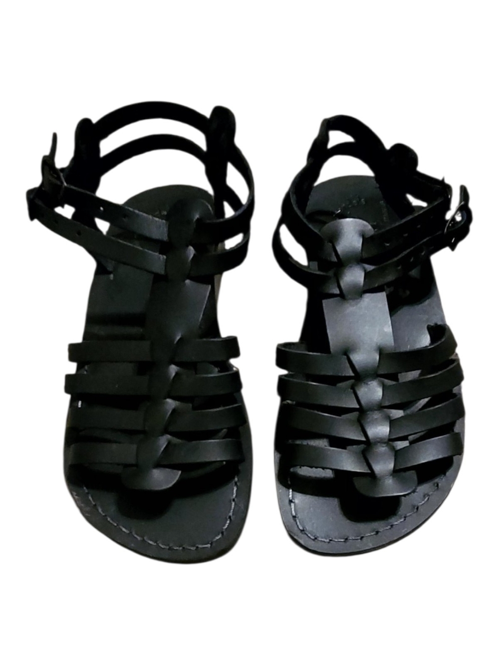LIKE NEW Jerusalem Sandals Handmade Leather Black Strappy Women's Sandals Size 8